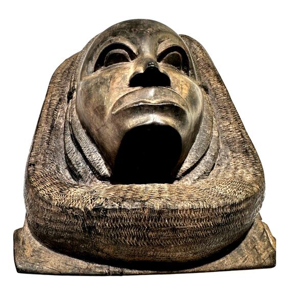 Tribal Wall Sculpture Mask of Woman Unknown Tribe or Peoples-Late 20th Century - Picture 3 of 7